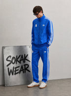 Adidas Kamuflaj Desenli Fermuarlı Eşofman Takımı Beyaz Mavi